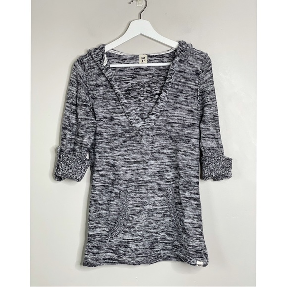 Roxy Tops - ROXY | Black and White Marled Knit Hoodie | M